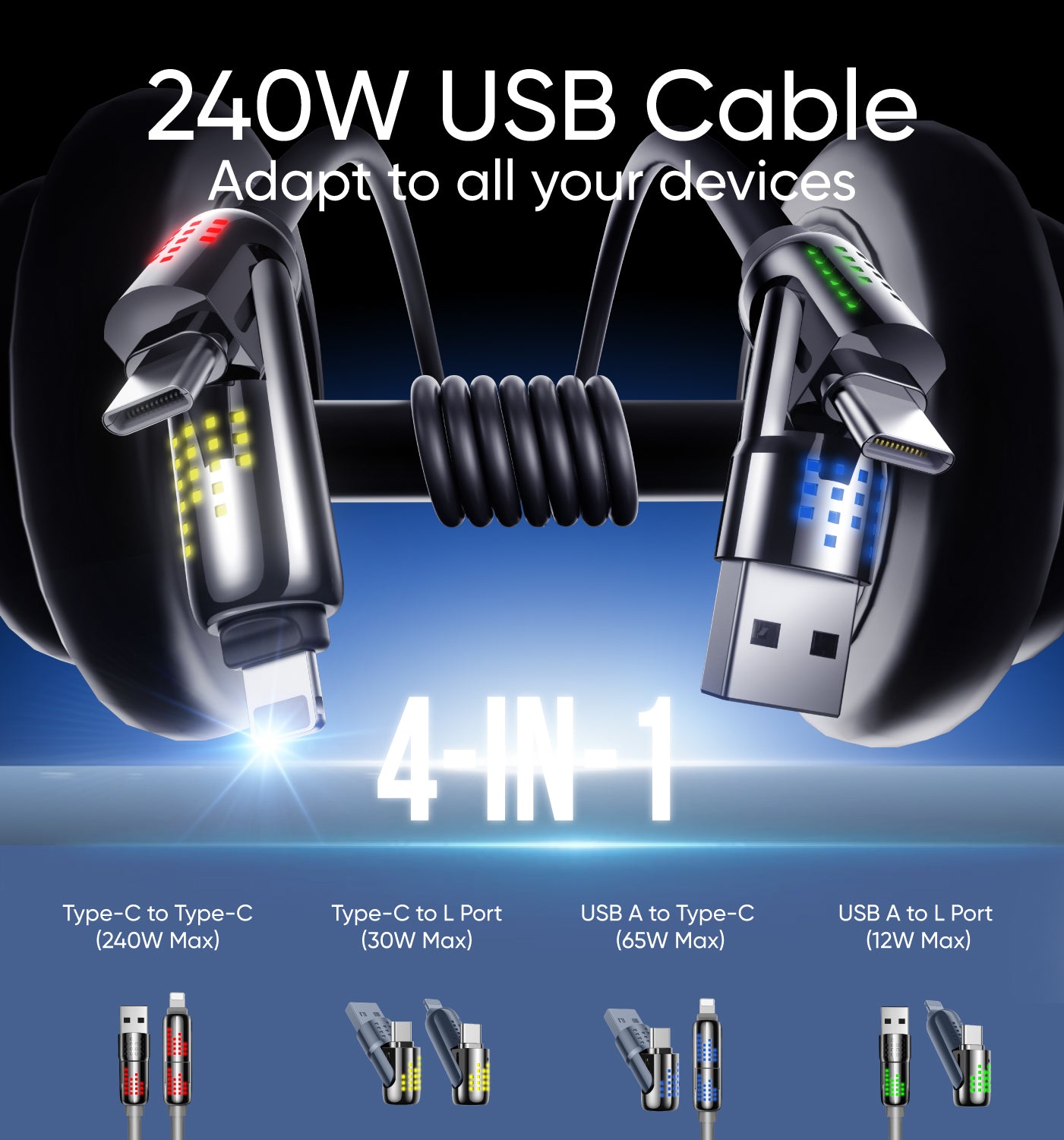 NESLEMY™⚡4-in-1 USB Charging Cable mFish fast charging