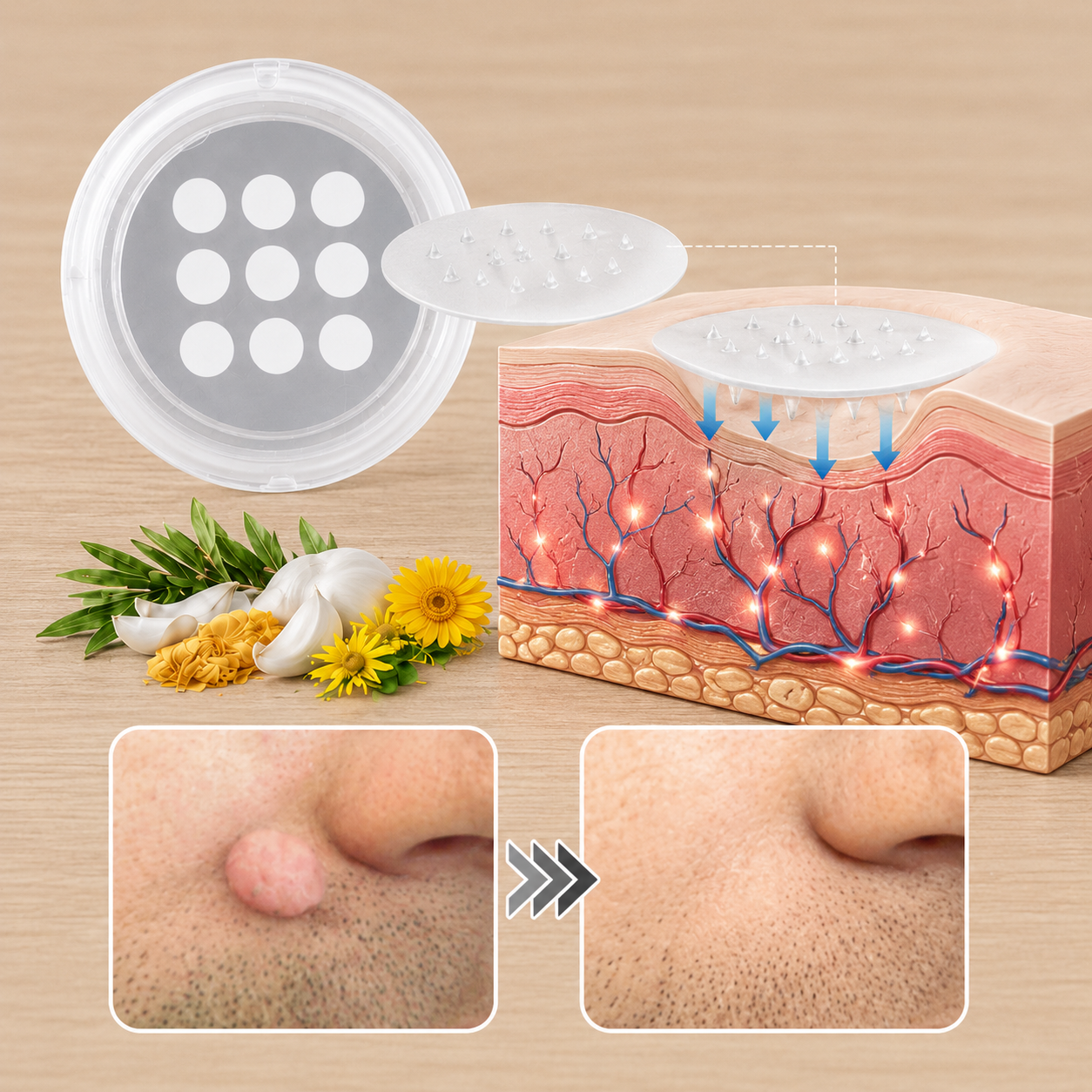 Biancat®2-in-1 Microneedle & Hydrocolloid Patch🍀| Removes Raised Moles, Acne, Flat Warts & Skin Tags | Helps Improve Wrinkles, Scars & Blemishes | Invisible Patches for Face & Body